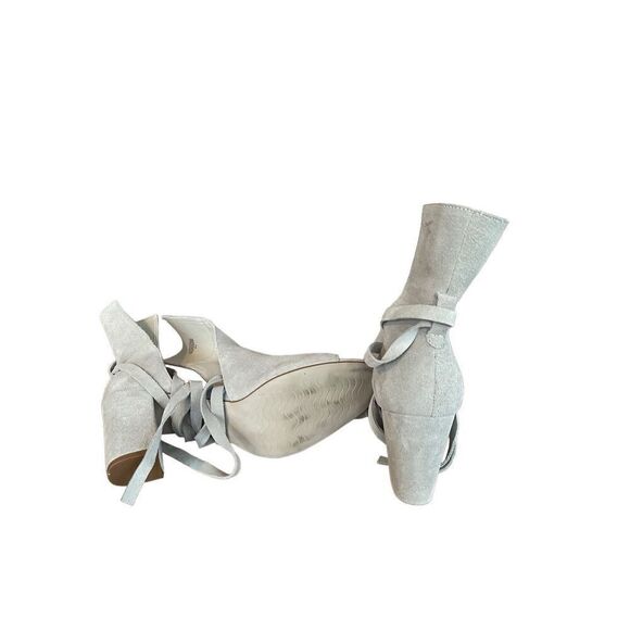 Matisse Womens Gray Suede Ankle Ties Peep Toe Block Heel Sandal Size 9M - Picture 6 of 9